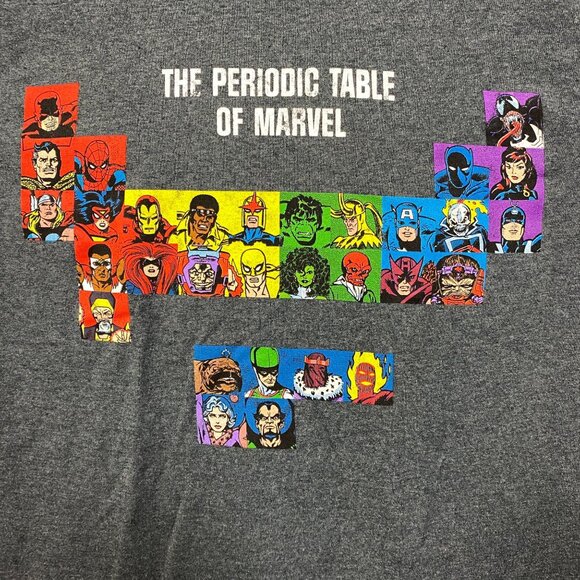 Marvel Comic Periodic Table Super Hero Tshirt Size Small - Picture 2 of 4